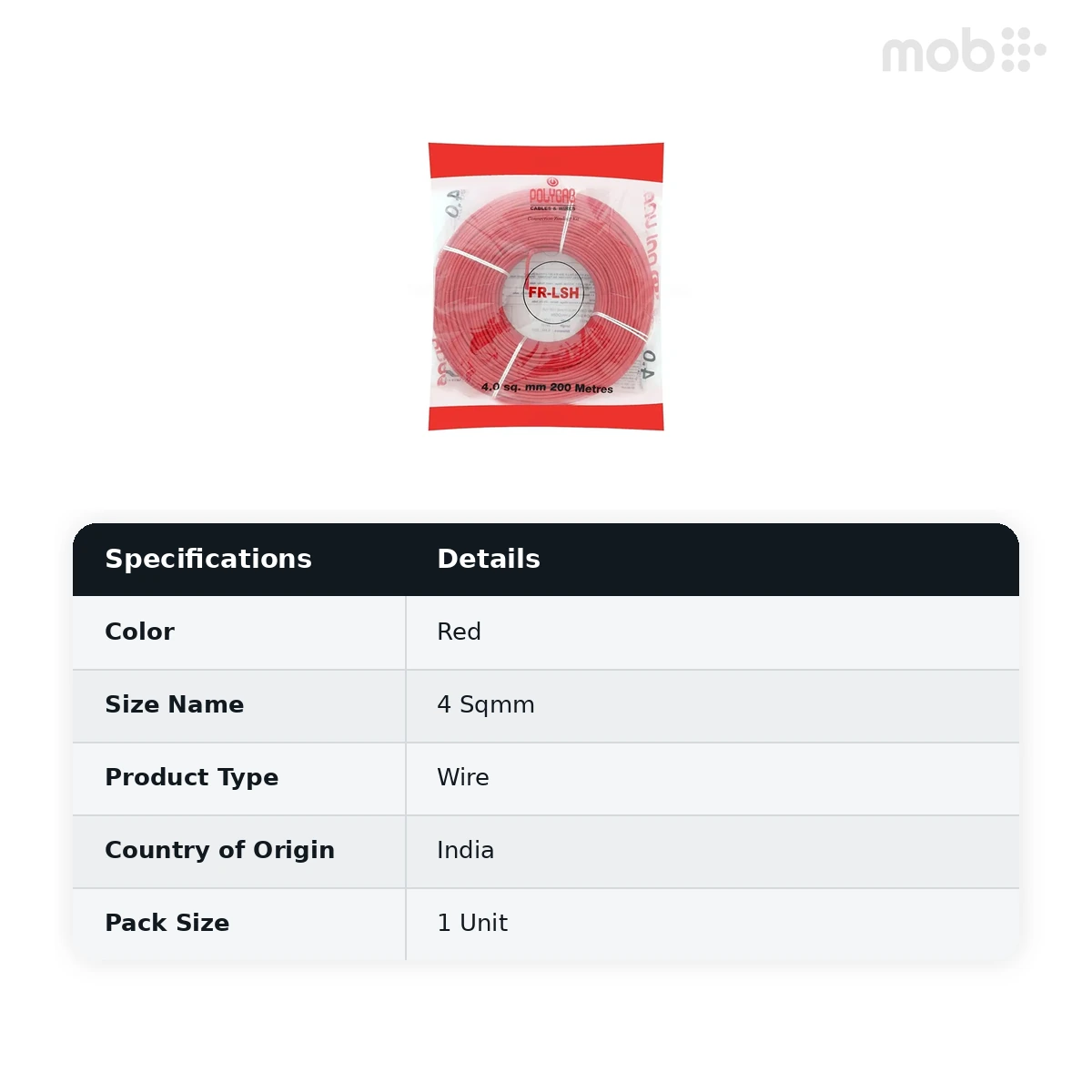 Polycab FR-LSH Wire Project packing 200 Meters 4 Sqmm Red colour coil  - image 2