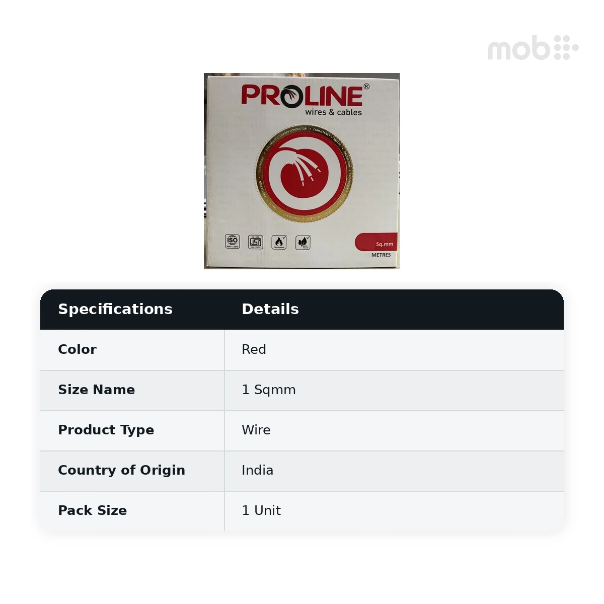 Proline FR House Wire, 1 Sqmm, 180 m Coil, Red - image 2