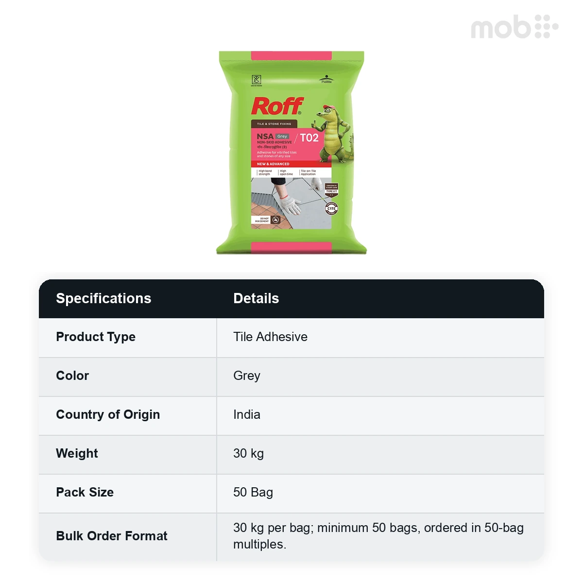 (50 Bags MOQ)Roff (T02) Non-Skid Adhesive (NSA) Grey, 30Kg Bag (50 Bags Multiple)  - image 2
