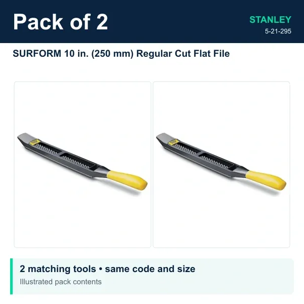 Stanley SURFORM 10 in. (250 mm) Regular Cut Flat File, Pack of 2 - 5-21-295