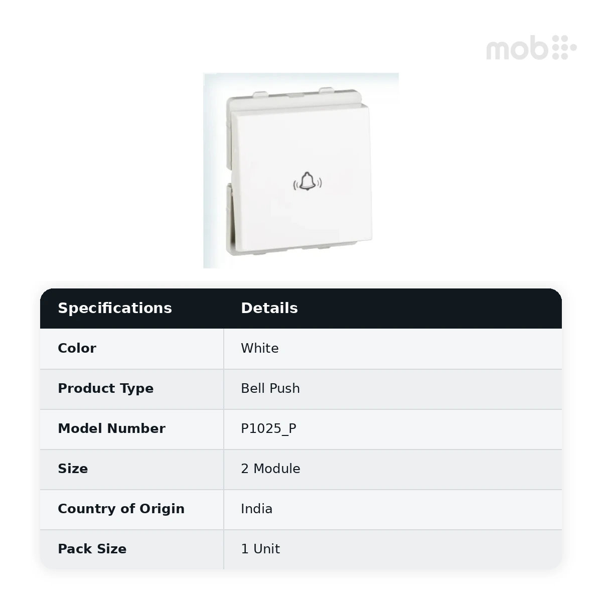 Schneider Electric Livia 10A Bell Push switch (2M) - White, Code: P1025_P - image 2