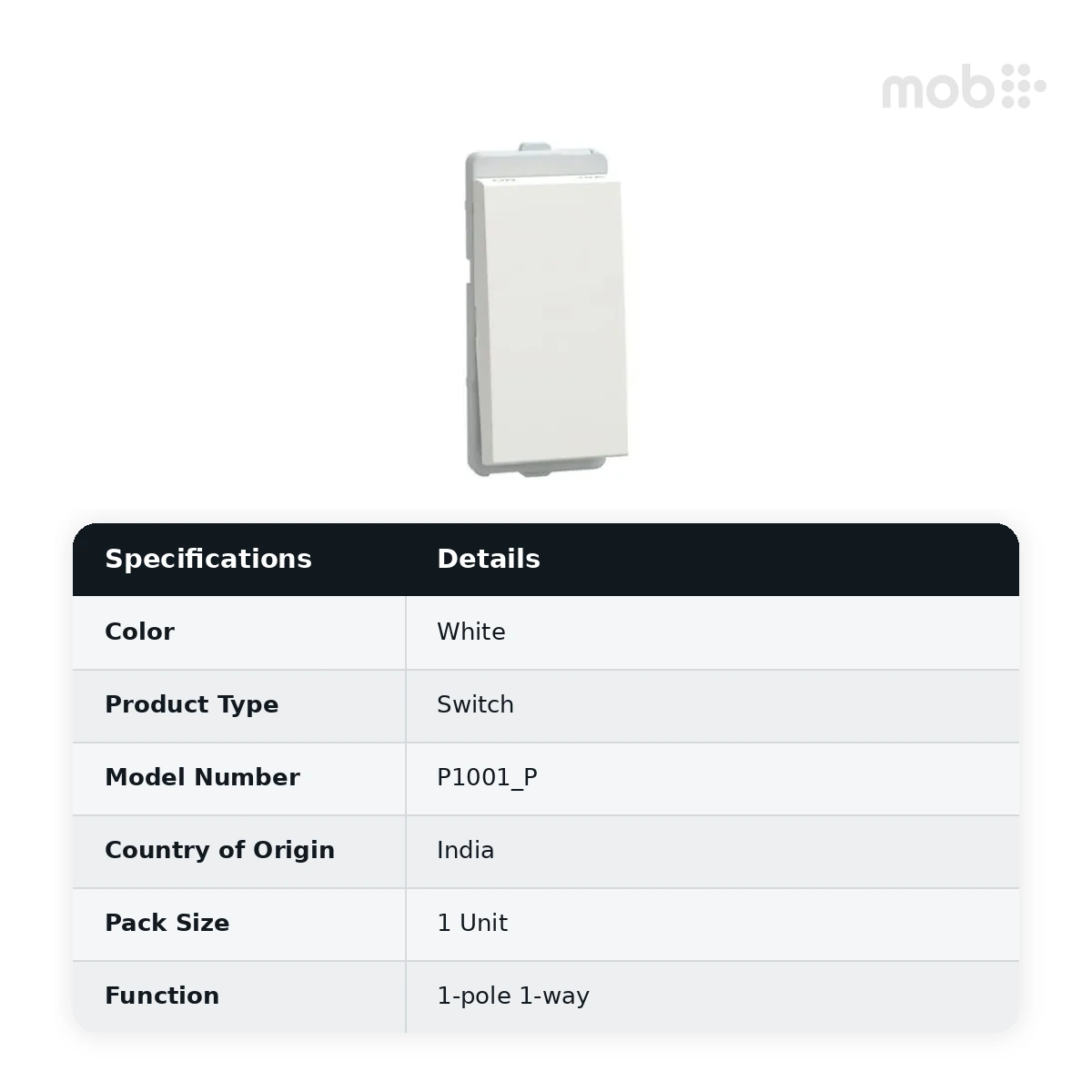 Schneider Electric Livia 10AX 1 way switch - White, Code: P1001_P - image 2