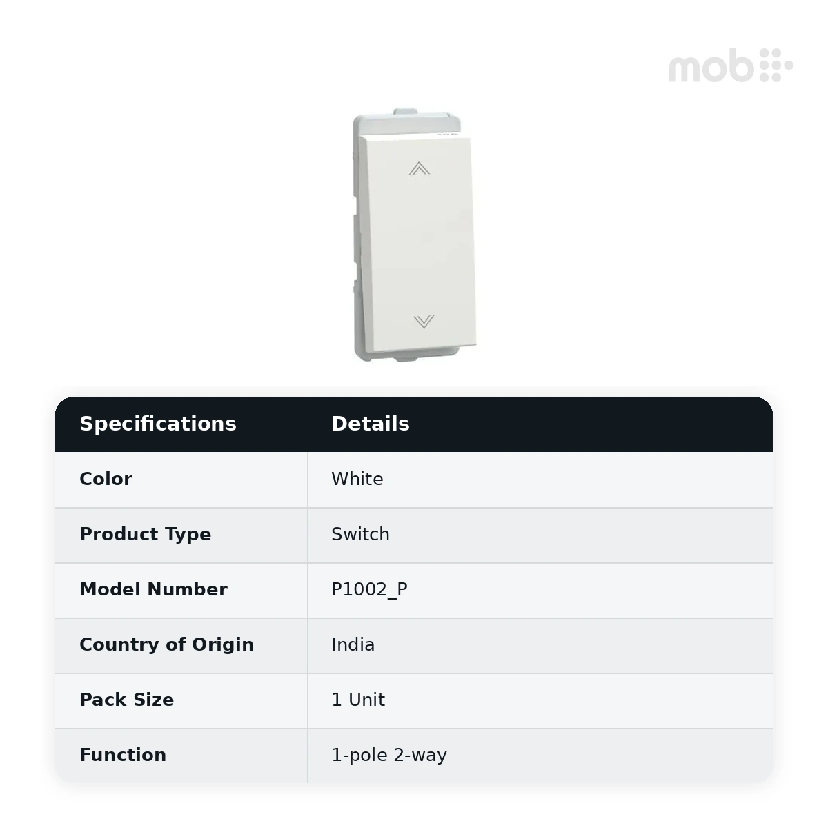 Schneider Electric Livia 10AX 2 way switch - White, Code: P1002_P