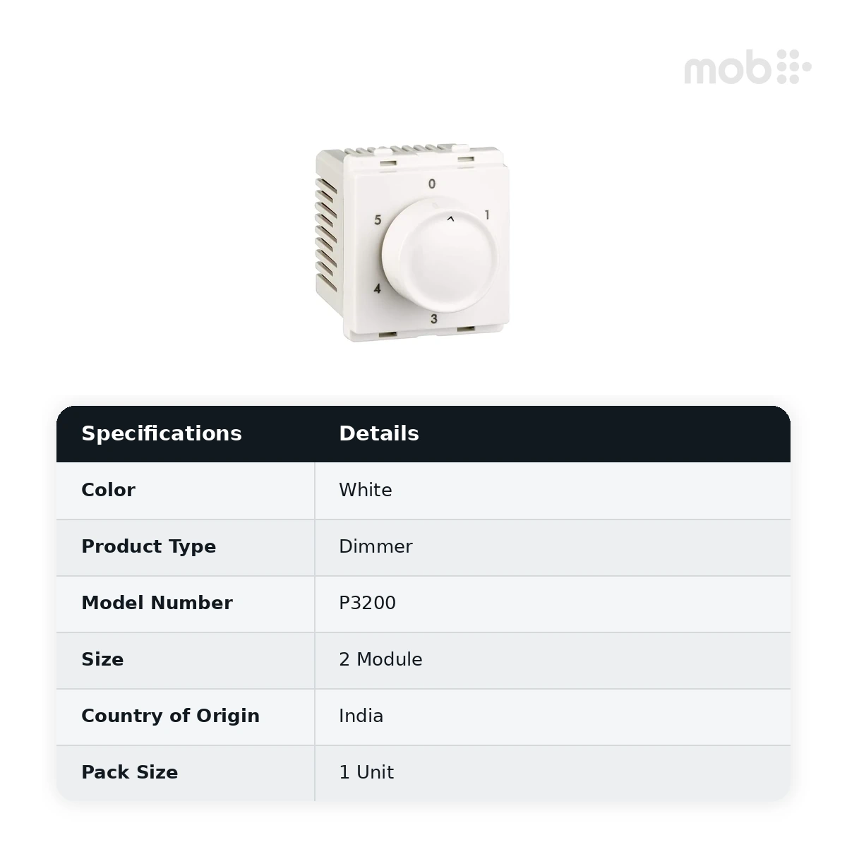 Schneider Electric Livia Step type fan regulator (2M) - White, Code: P3200 - image 2