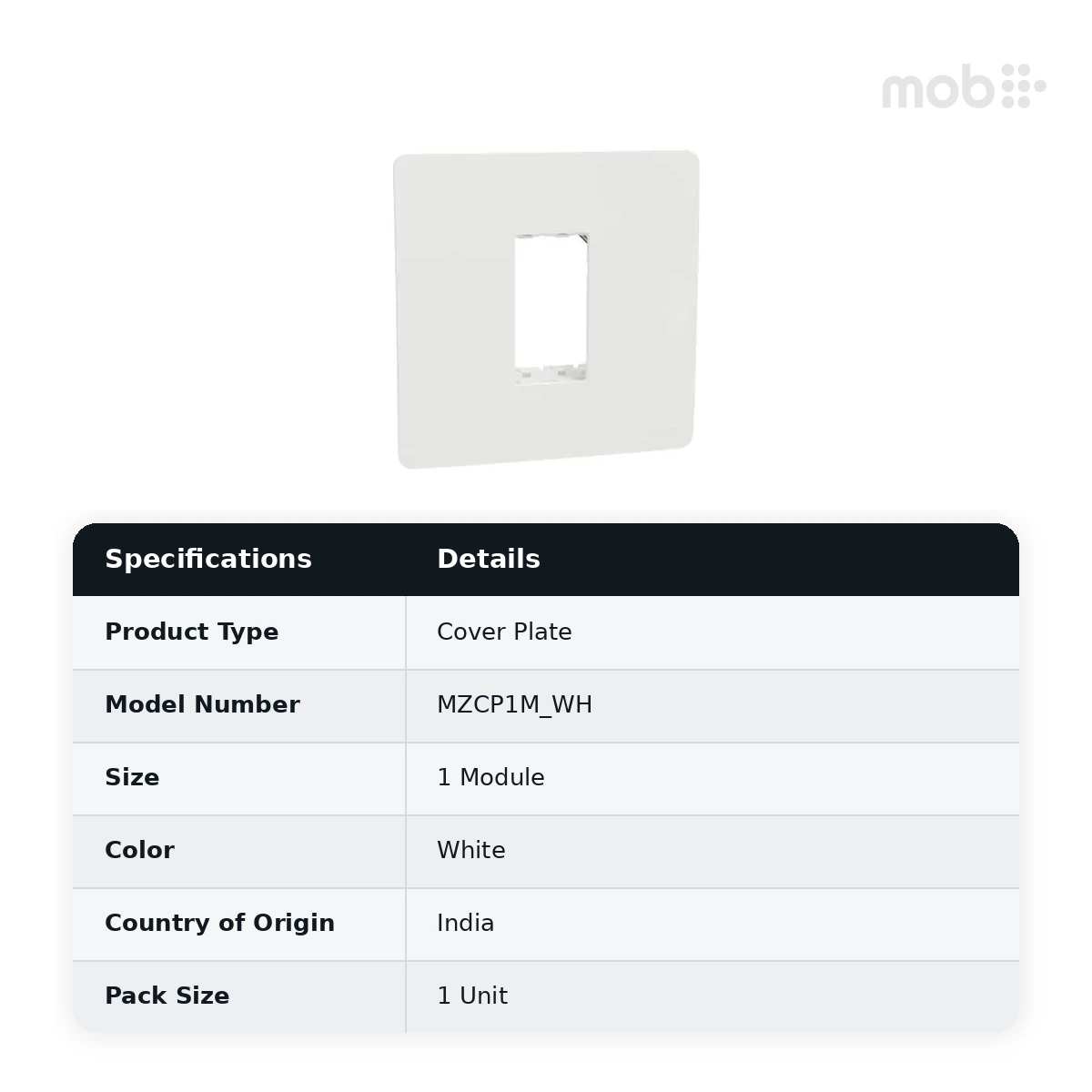 Schneider Electric Miluz ZeTa 1M or 2M Grid & 1M Cover Frame - White, Code: MZCP1M_WH - image 2