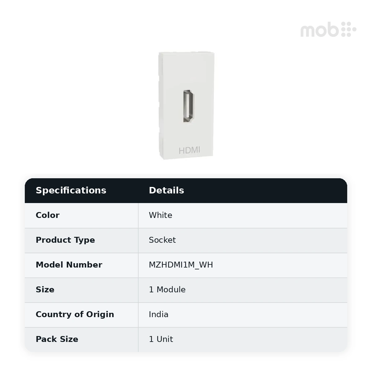 Schneider Electric Miluz ZeTa Preterminated HDMI socket 1M - White, Code: MZHDMI1M_WH - image 2