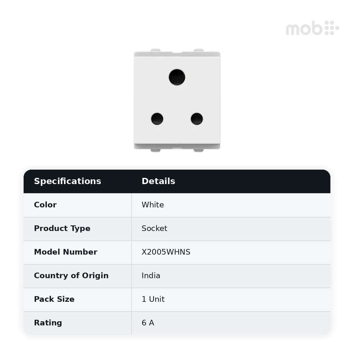 Schneider Electric Opale 6A 3-Pin Socket Outlet with Shutter (BIS) - White, Code: X2005WHNS - image 2