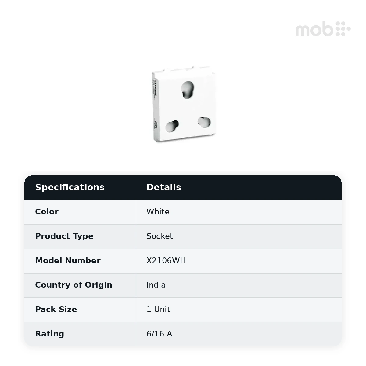 Schneider Electric Opale 6A/16A 3-Pin Socket Outlet with Shutter - White, Code: X2106WH - image 2