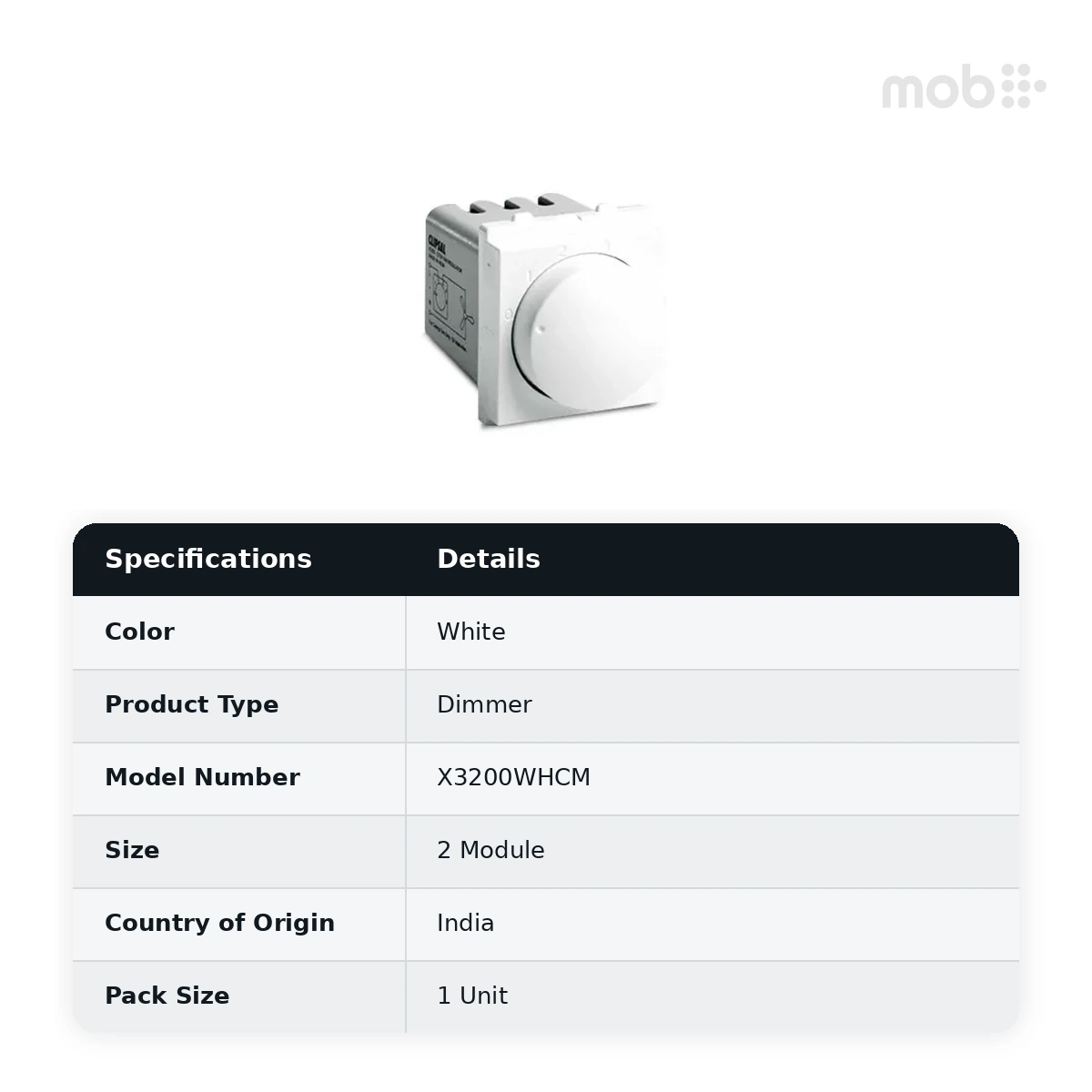 Schneider Electric Opale Step Type Fan Regulator (2M) - White, Code: X3200WHCM - image 2