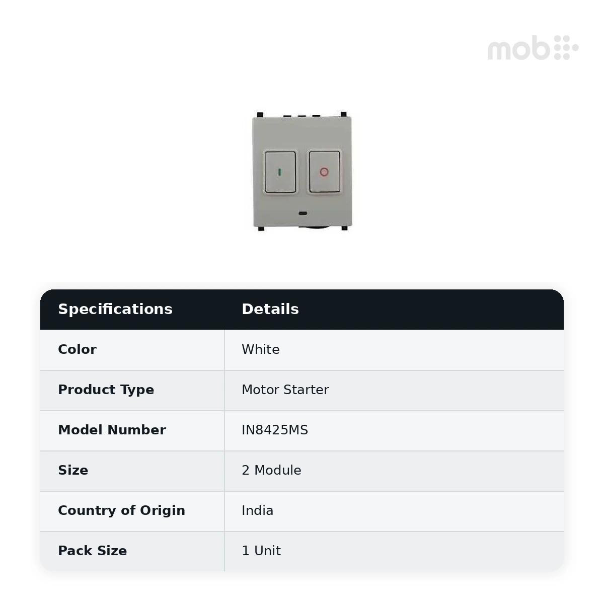 Schneider Electric Zencelo 25A Motor Starter switch (2M) - White, Code: IN8425MS - image 2