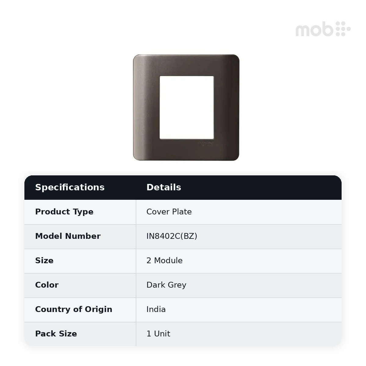 Schneider Electric Zencelo 2M Grid & 2M Cover Frame - Dark Grey, Code: IN8402C(BZ) - image 2