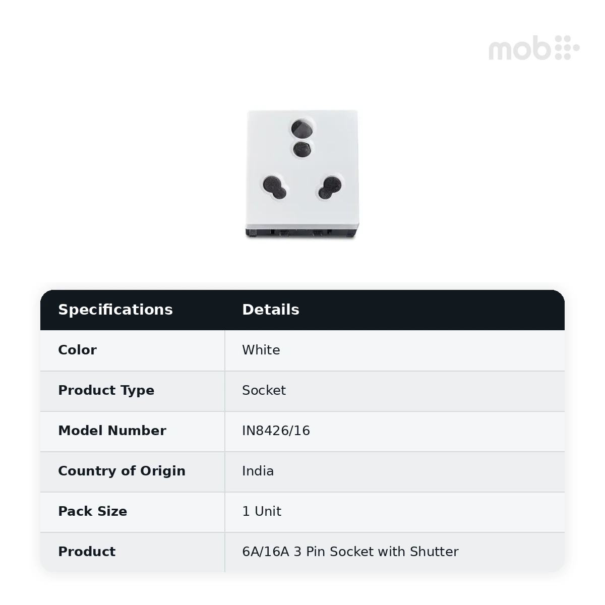 Schneider Electric Zencelo 6A/16A 3 Pin Socket with Shutter - White, Code: IN8426/16 - image 2