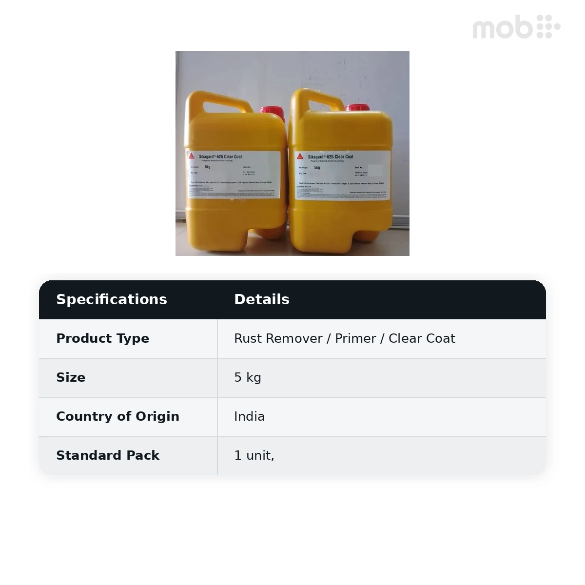 Sika Clear Coat Sikagard-625 Clearcoat 5kg (Pack of 1) - image 2