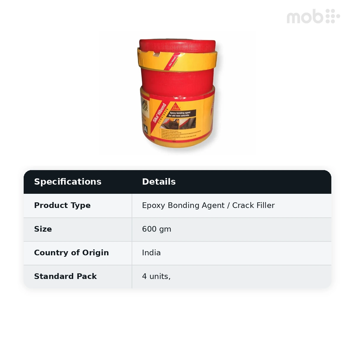 Sika Epoxy Bonding Agent Hibond 600gm (Pack of 4) - image 2