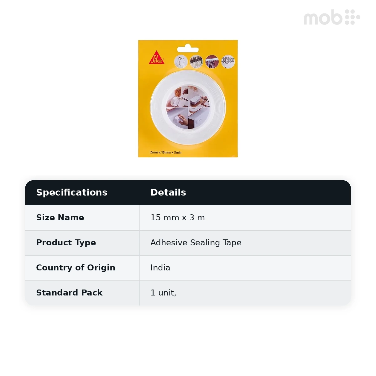 Sika Highly Adhesive Sealing Tape Sikabond Mammoth Grip IN 15 mmx3m (Pack of 1) - image 2