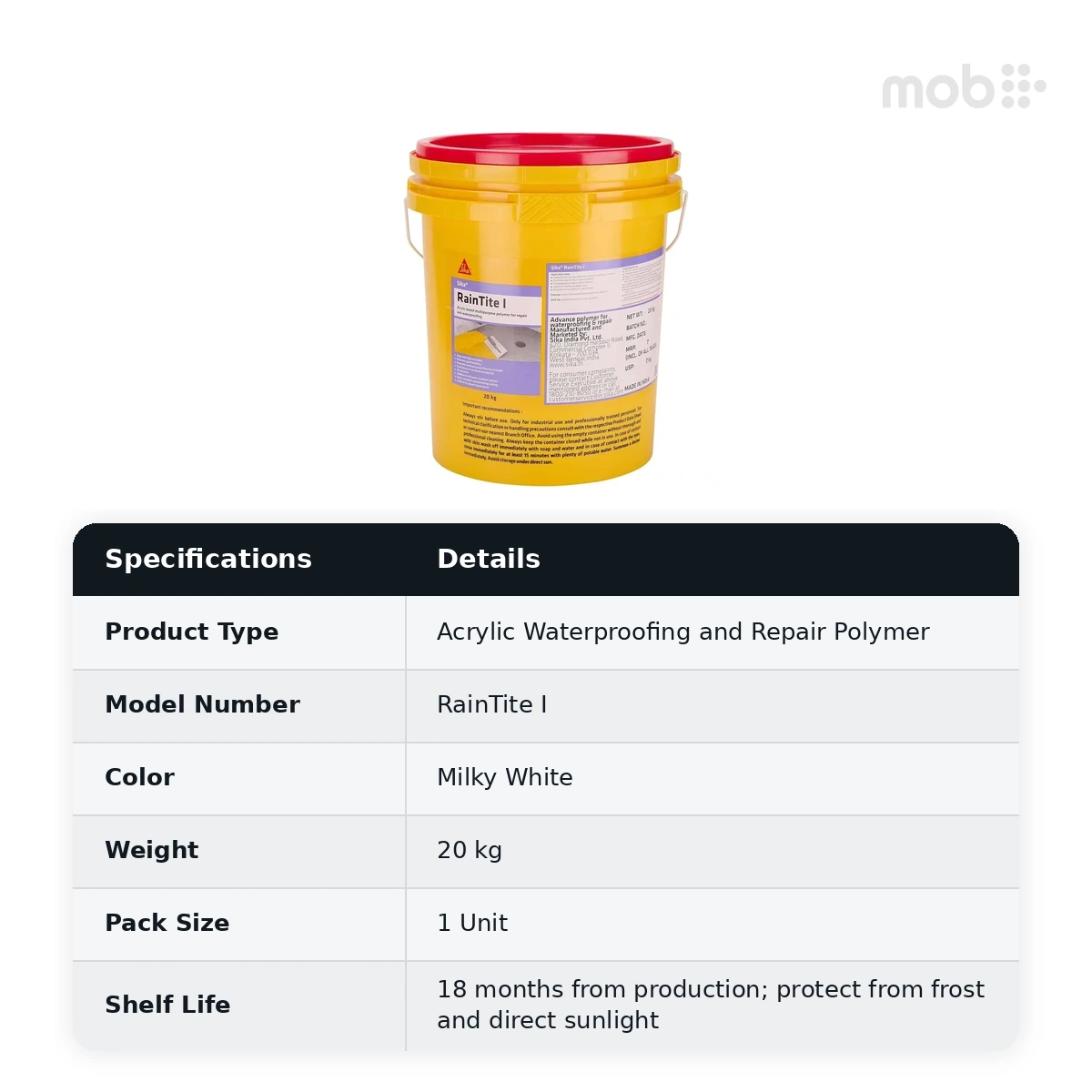 Sika RainTite I Acrylic Waterproofing and Repair Polymer Milky White 20 kg - image 2