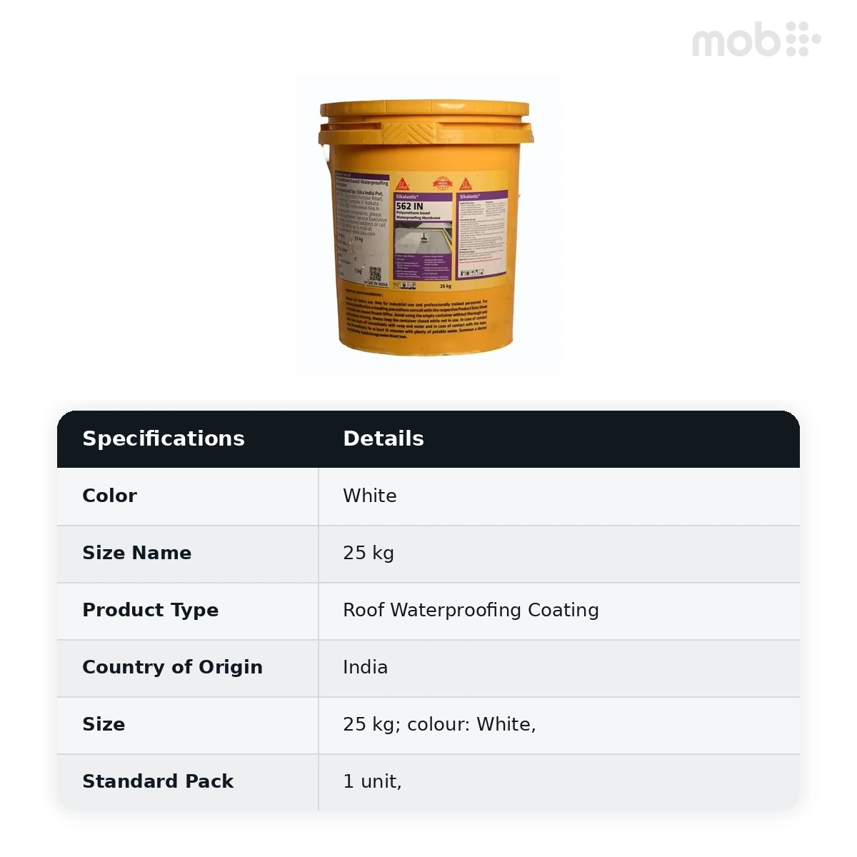 Sika Roof Waterproofing Acrylic & PU Sikalastic 562 IN White 25kg (Pack of 1) - image 2