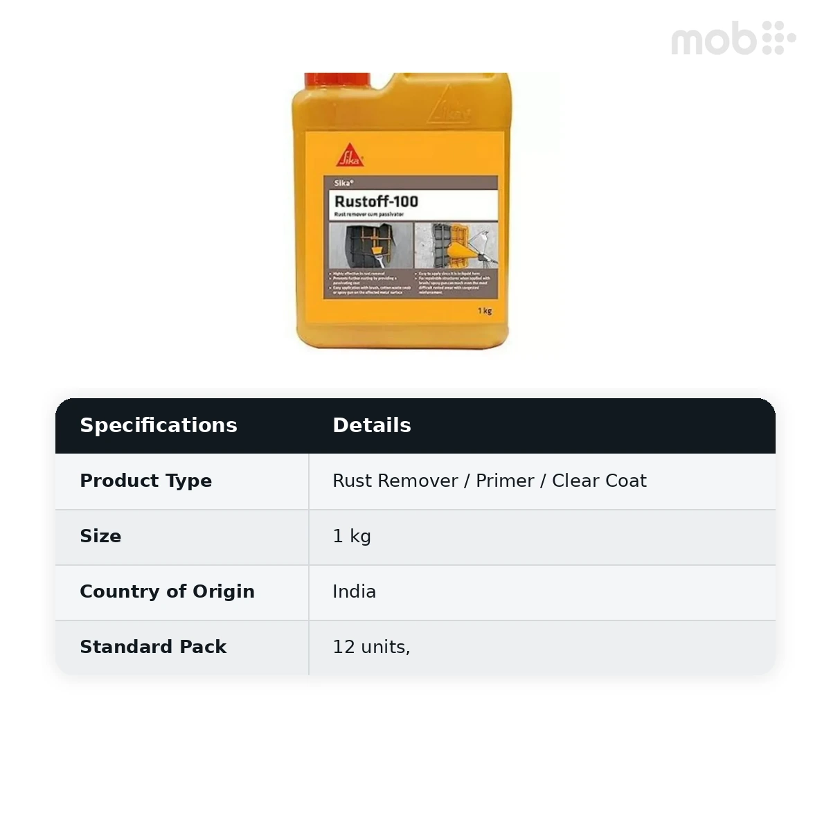 Sika Rust Remover & Protector Rustoff-100 IN 1kg (Pack of 12) - image 2
