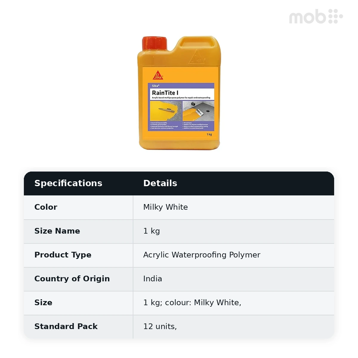 Sika UV Resistance Acrylic Polymer RainTite I 1kg (Pack of 12) - image 2