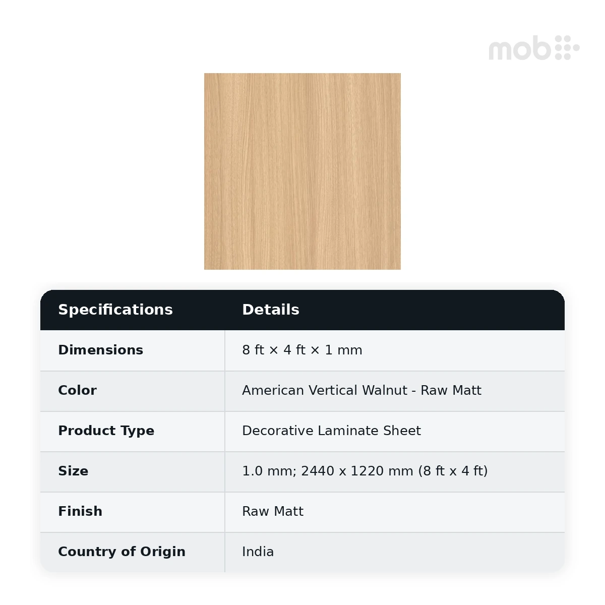 Stylam American Vertical Walnut Raw Matt Decorative Laminate, 8 ft x 4 ft, 1.0 mm, Code: 4501 RM - image 2