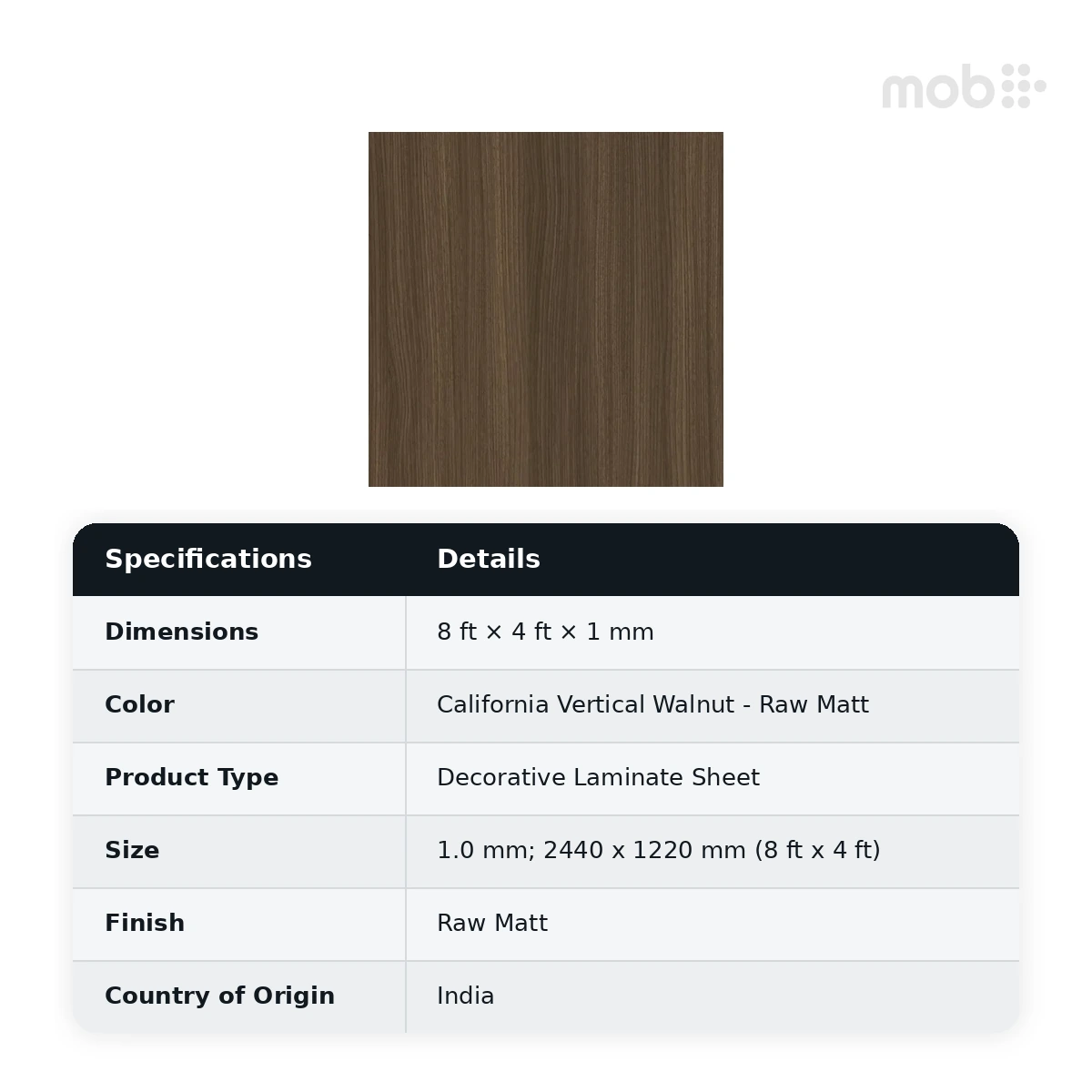 Stylam California Vertical Walnut Raw Matt Decorative Laminate, 8 ft x 4 ft, 1.0 mm, Code: 4504 RM - image 2