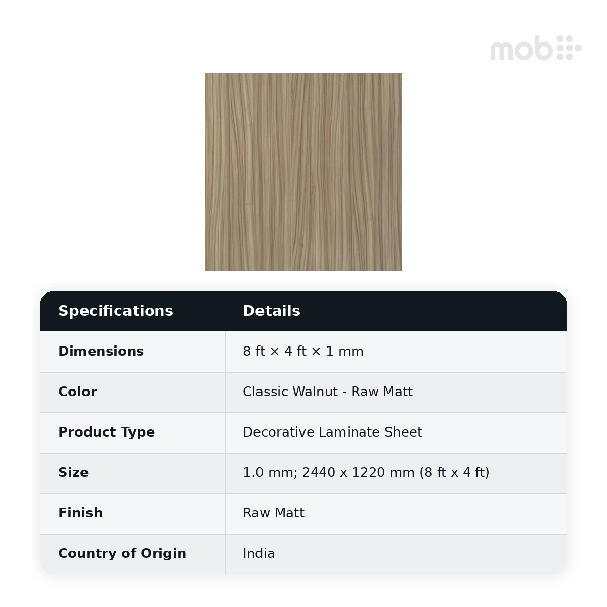 Stylam Classic Walnut Raw Matt Decorative Laminate, 8 ft x 4 ft, 1.0 mm, Code: 2028 RM - image 2