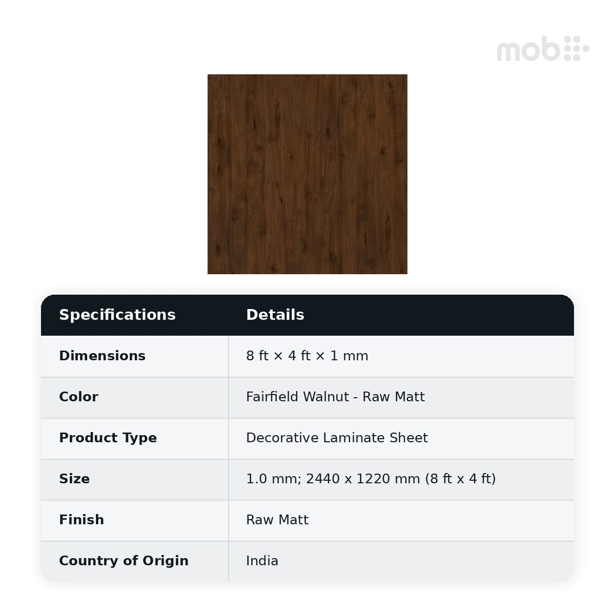 Stylam Fairfield Walnut Raw Matt Decorative Laminate, 8 ft x 4 ft, 1.0 mm, Code: 2309 RM - image 2