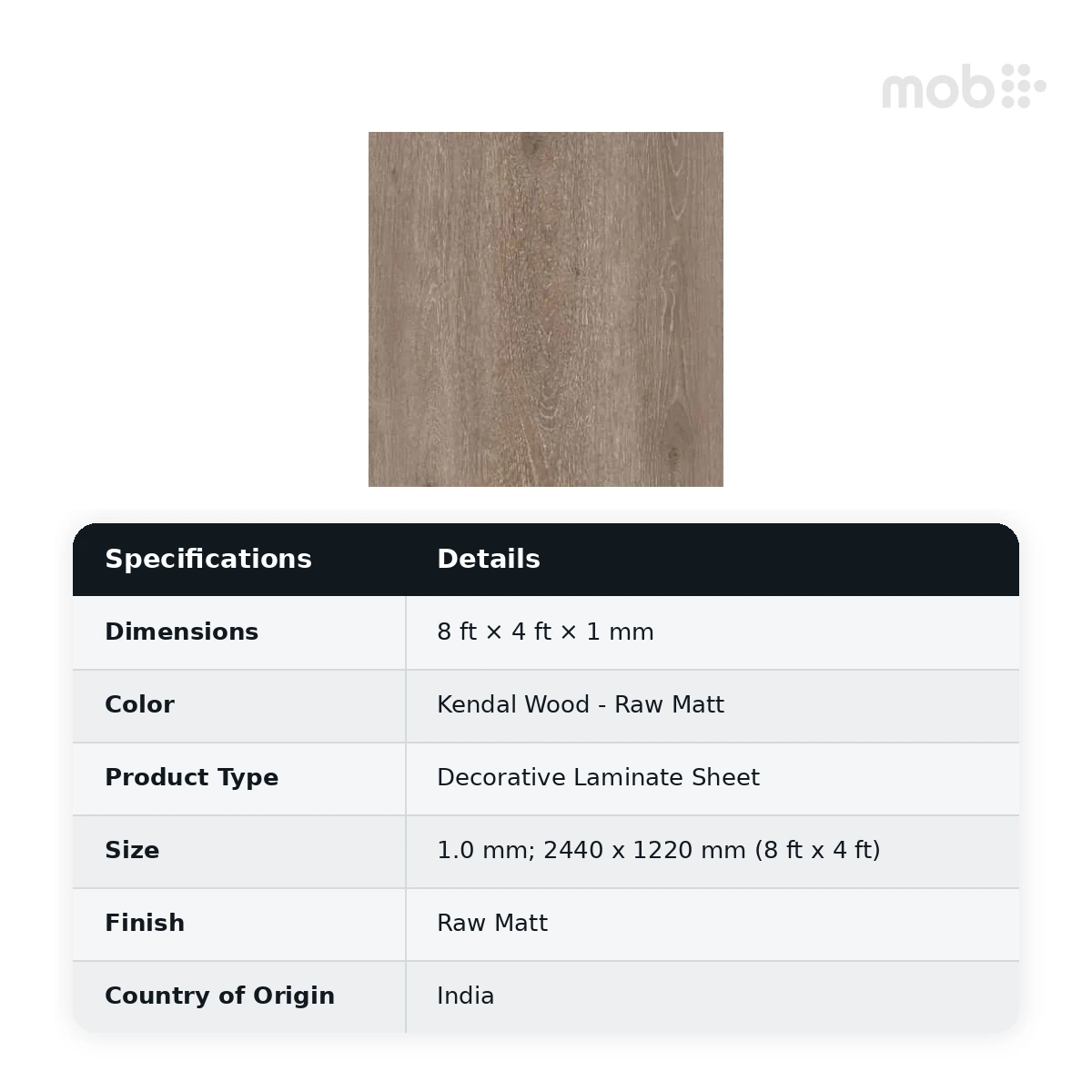 Stylam Kendal Wood Raw Matt Decorative Laminate, 8 ft x 4 ft, 1.0 mm, Code: 2336 RM - image 2