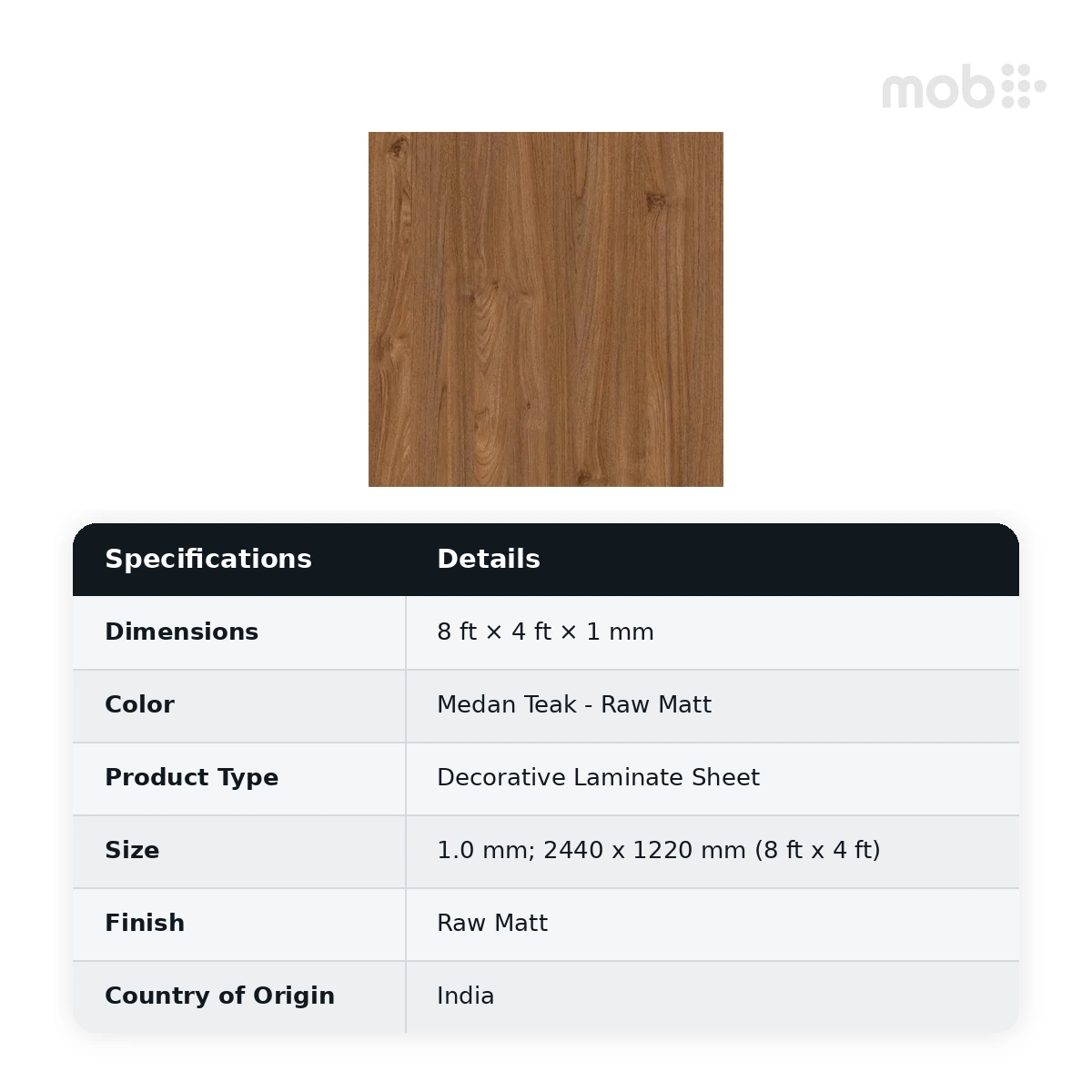 Stylam Medan Teak Raw Matt Decorative Laminate, 8 ft x 4 ft, 1.0 mm, Code: 2287 RM - image 2