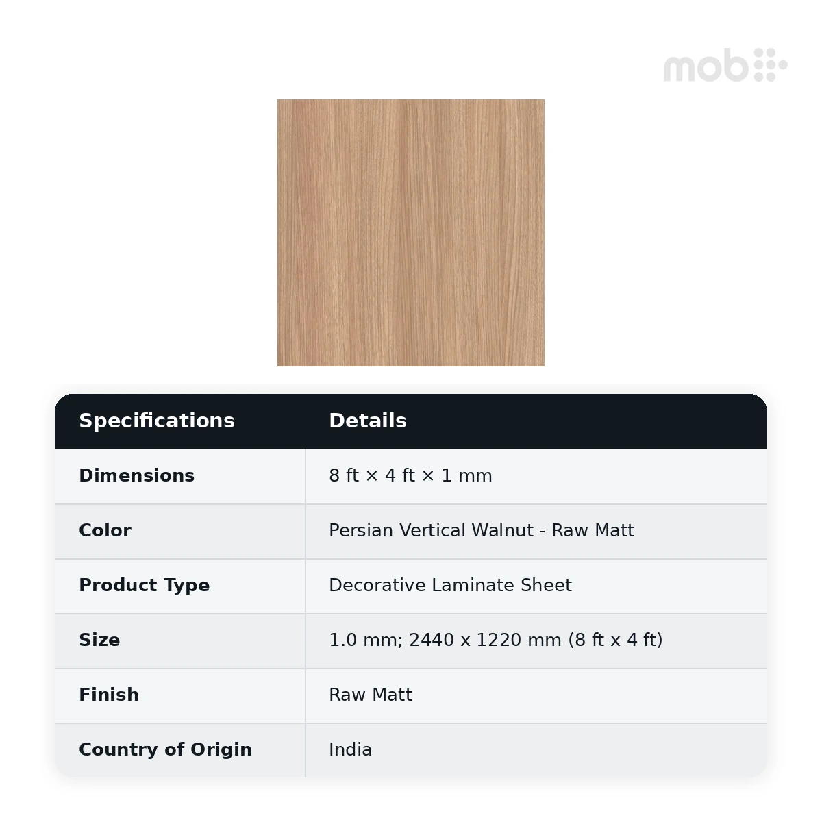 Stylam Persian Vertical Walnut Raw Matt Decorative Laminate, 8 ft x 4 ft, 1.0 mm, Code: 4502 RM - image 2