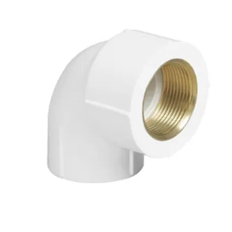 Supreme Aqua Gold uPVC SCH 80 Female Threaded Elbow (Brass Insert), 1/2 inch (15 mm)