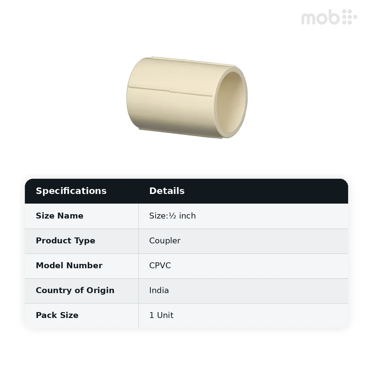 Supreme Lifeline CPVC Coupler, ½ inch
