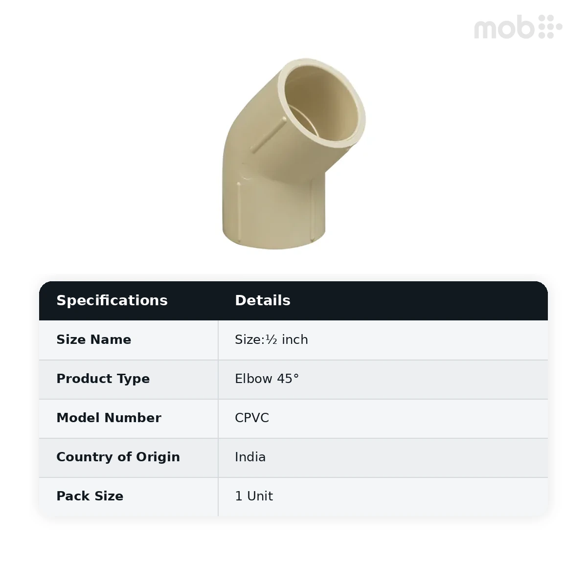 Supreme Lifeline CPVC Elbow 45°, ½ inch