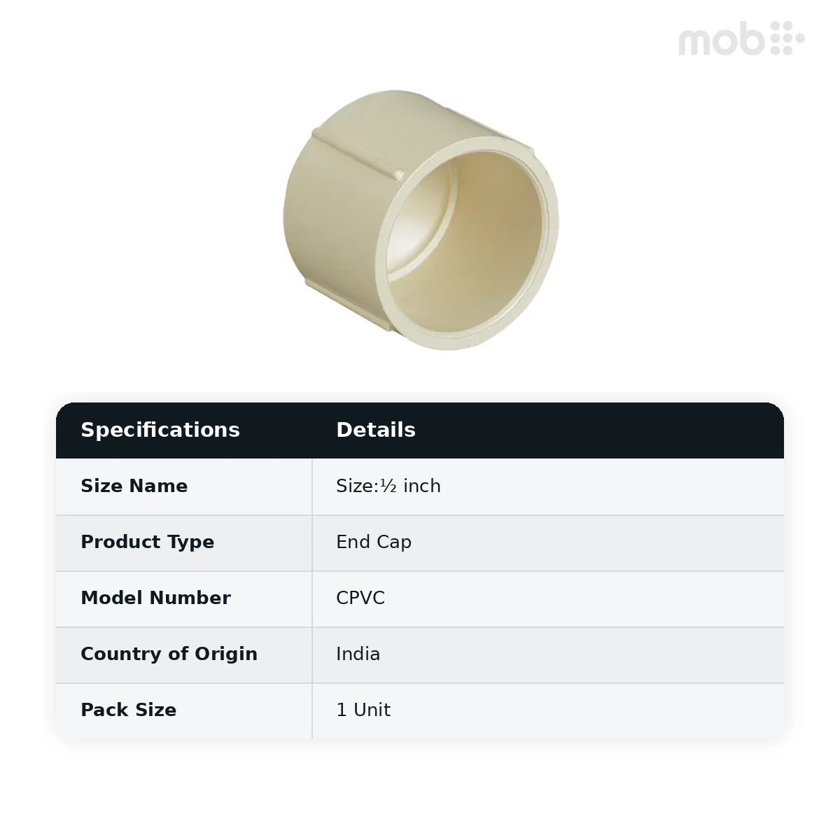 Supreme Lifeline CPVC End Cap, ½ inch - image 2