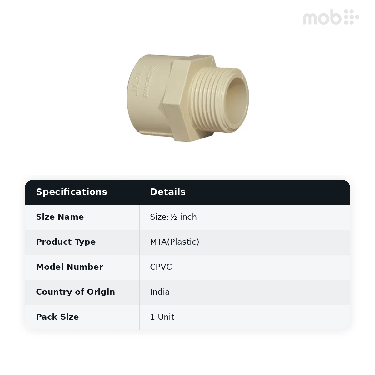 Supreme Lifeline CPVC MTA(Plastic), ½ inch - image 2