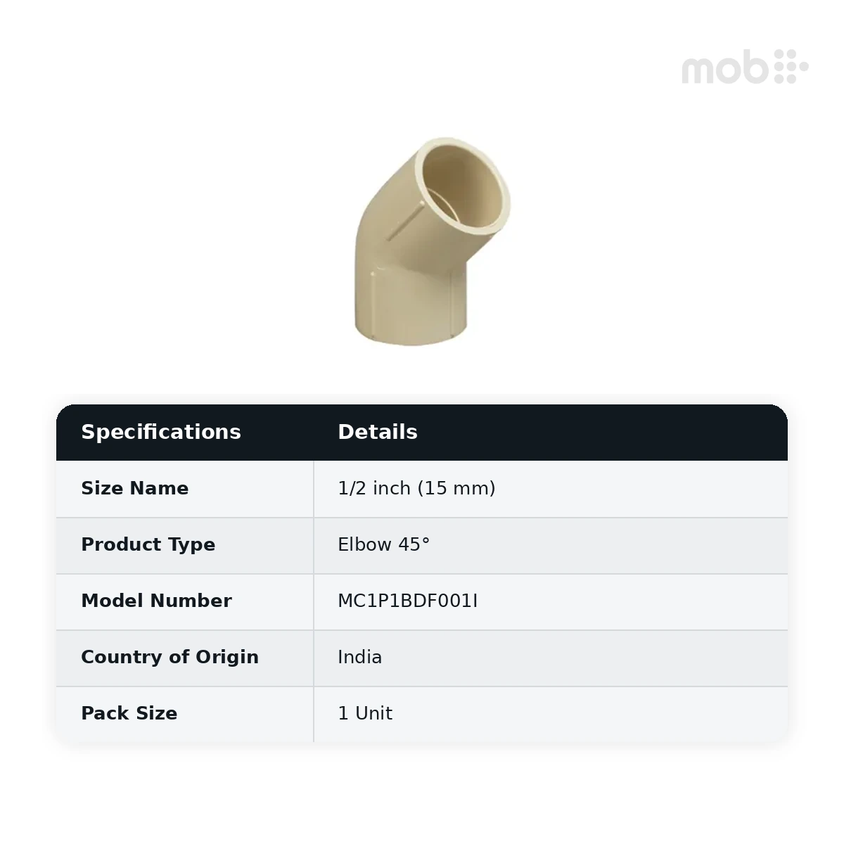 Supreme Lifeline CPVC SDR 11 Elbow 45°, 1/2 inch (15 mm)