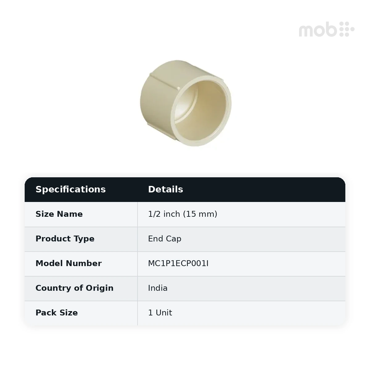 Supreme Lifeline CPVC SDR 11 End Cap, 1/2 inch (15 mm)
