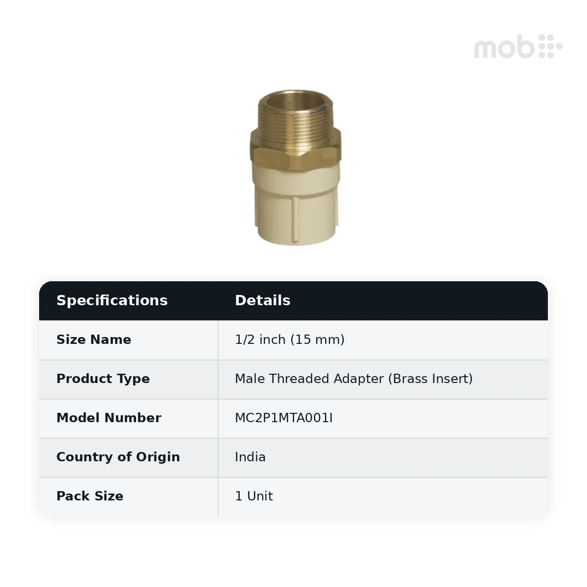 Supreme Lifeline CPVC SDR 11 Male Threaded Adapter (Brass Insert), 1/2 inch (15 mm) - image 2