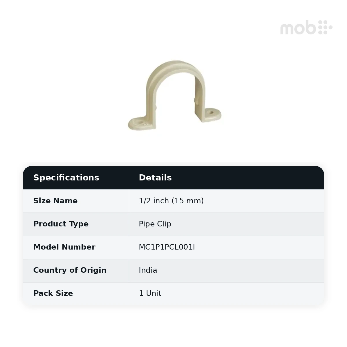 Supreme Lifeline CPVC SDR 11 Pipe Clip, 1/2 inch (15 mm)