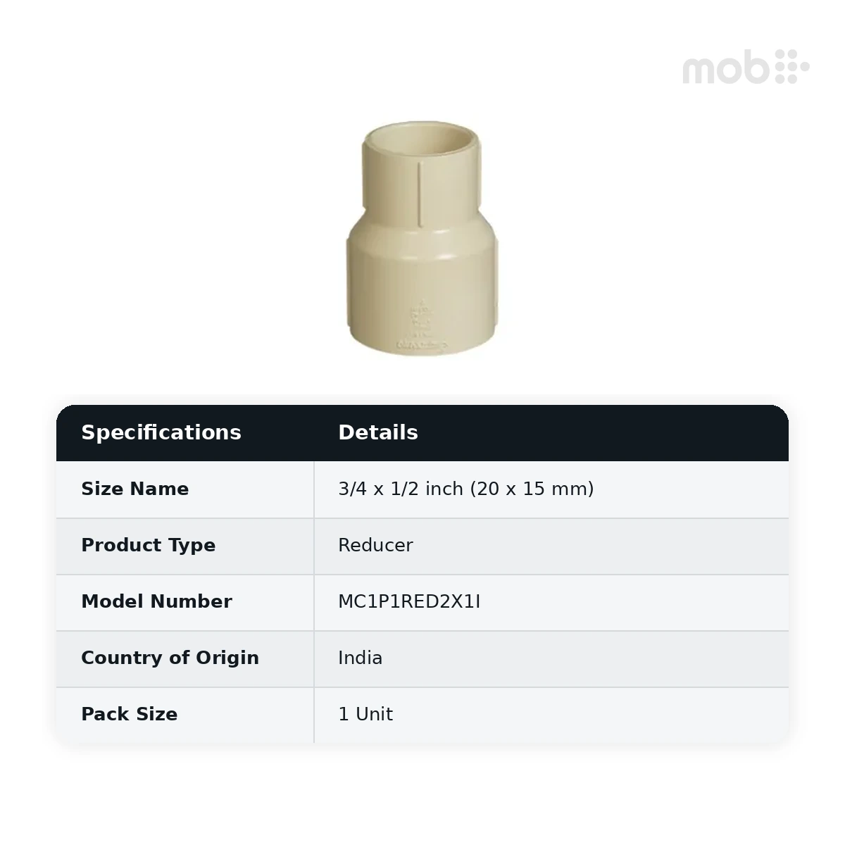 Supreme Lifeline CPVC SDR 11 Reducer, 3/4 x 1/2 inch (20 x 15 mm) - image 2