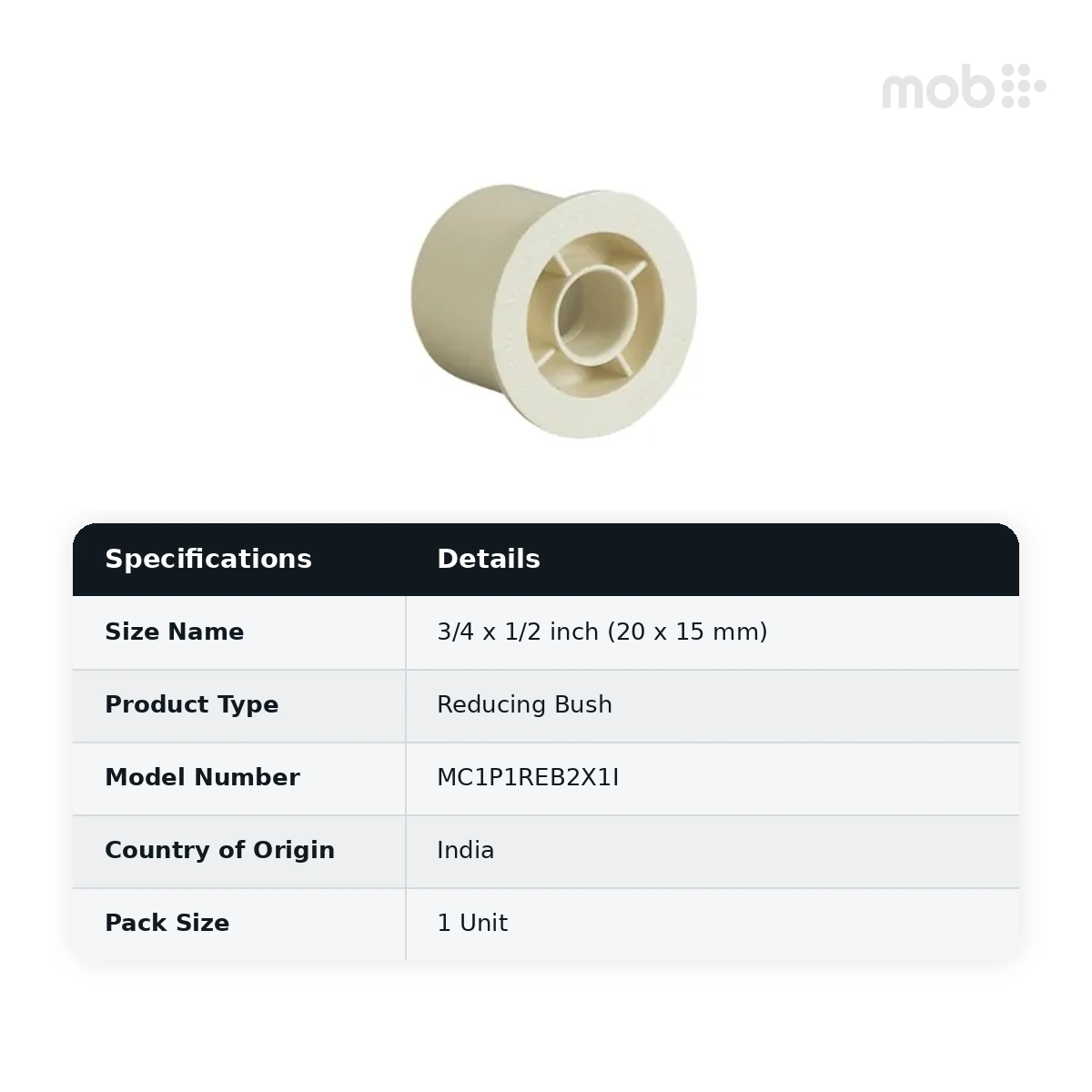 Supreme Lifeline CPVC SDR 11 Reducing Bush, 3/4 x 1/2 inch (20 x 15 mm) - image 2