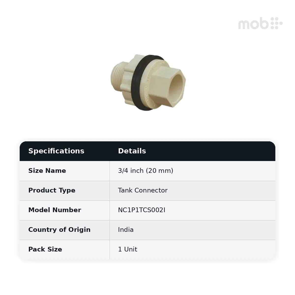 Supreme Lifeline CPVC SDR 11 Tank Connector, 3/4 inch (20 mm) - image 2
