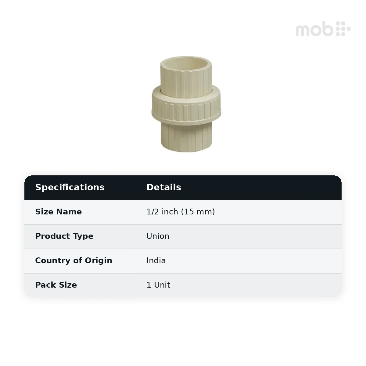 Supreme Lifeline CPVC SDR 11 Union, 1/2 inch (15 mm) - image 2