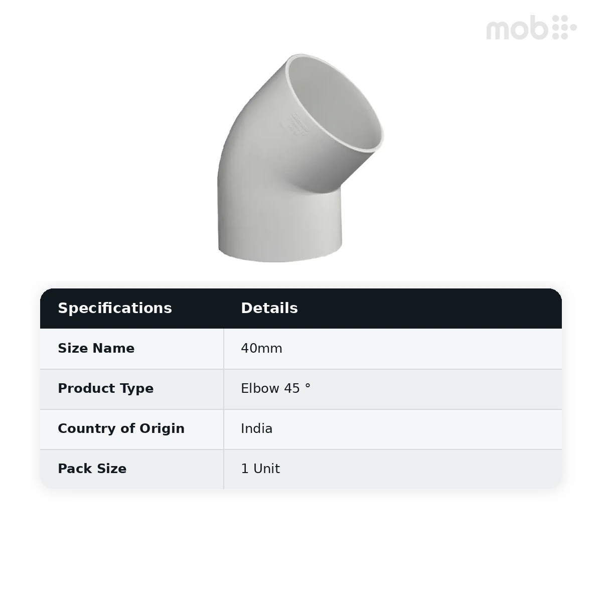 Supreme PVC Agriculture Elbow 45 °, 16 kg, 40mm - image 2