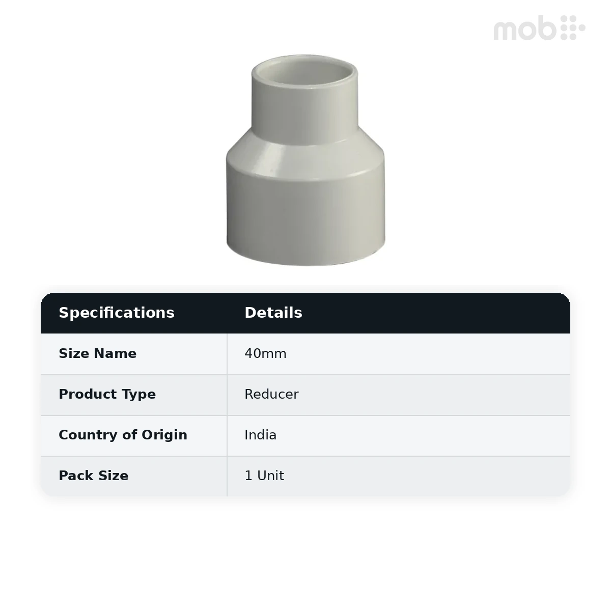 Supreme PVC Agriculture Reducer, 50x40mm - image 2