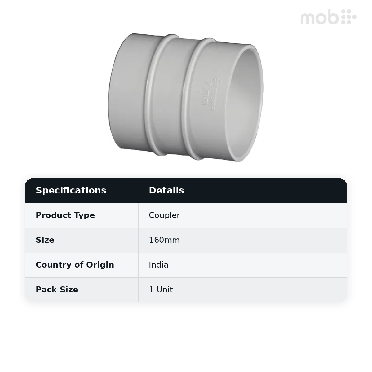 Supreme PVC S.W.R Coupler, 160mm, Pasting Type - image 2