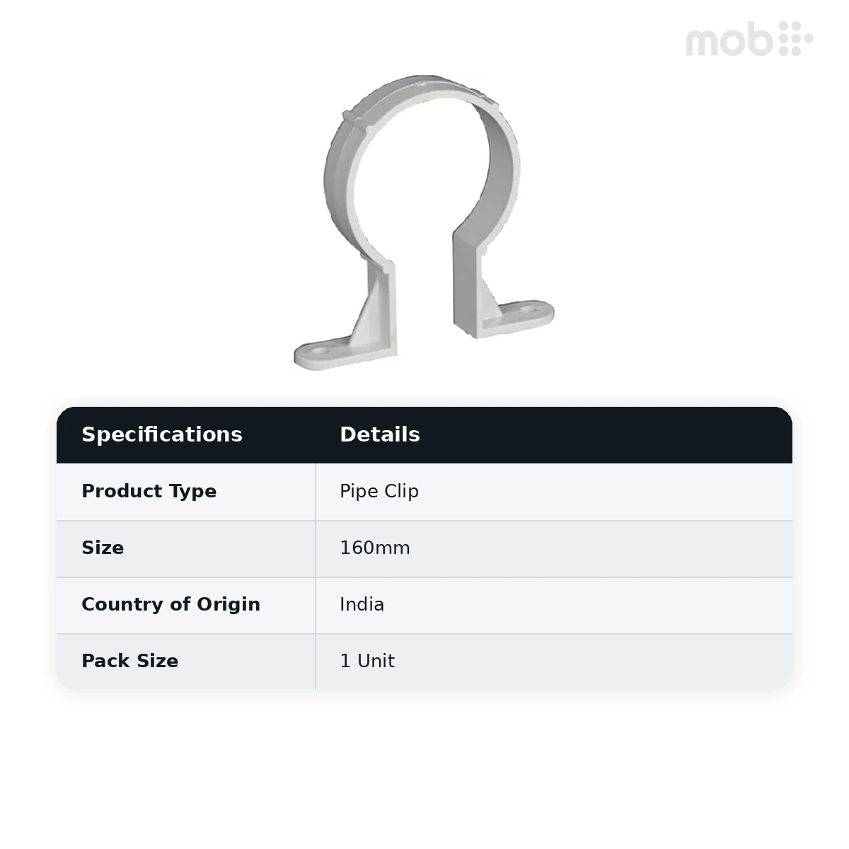 Supreme PVC S.W.R Pipe Clip, 160mm