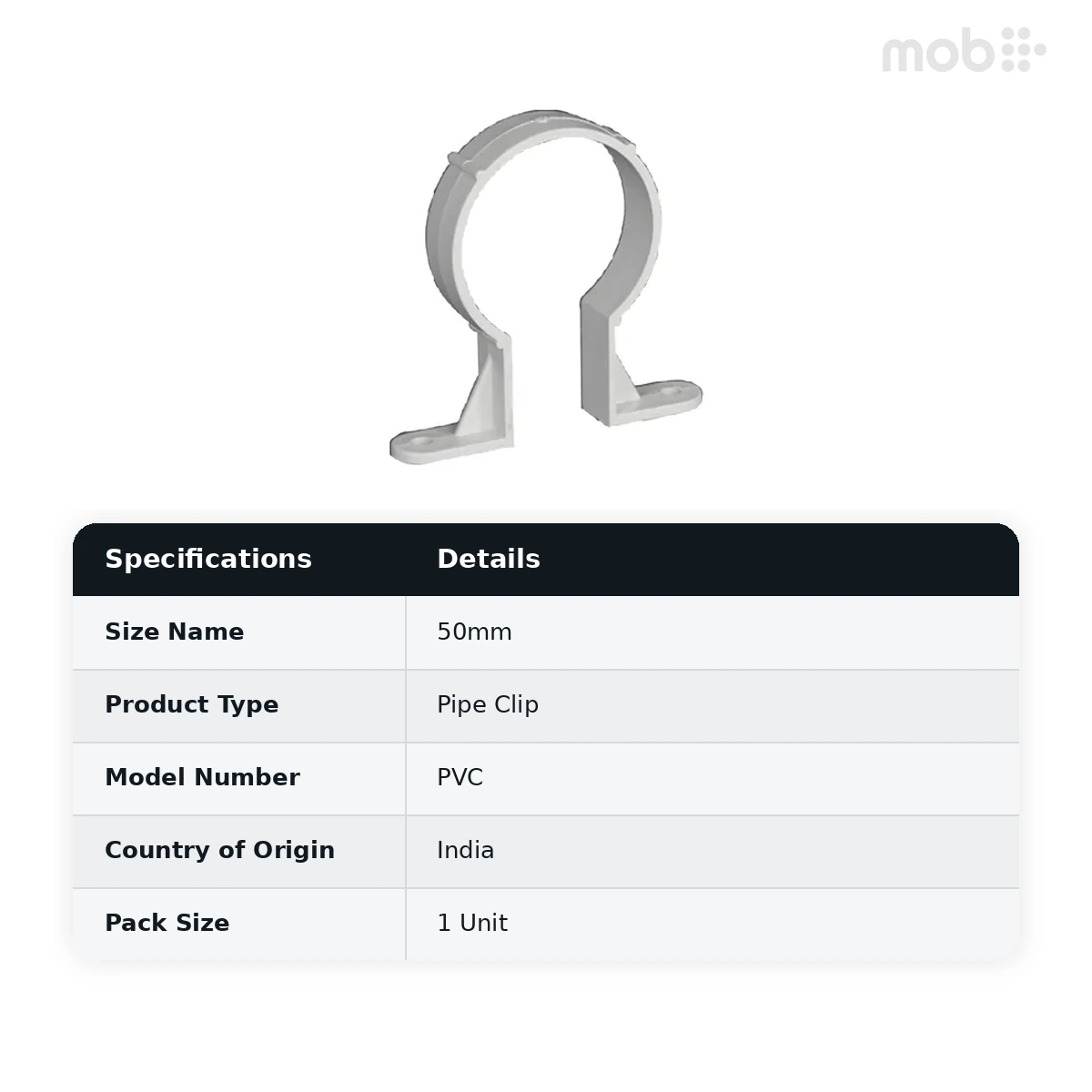 Supreme PVC S.W.R Pipe Clip, 50mm