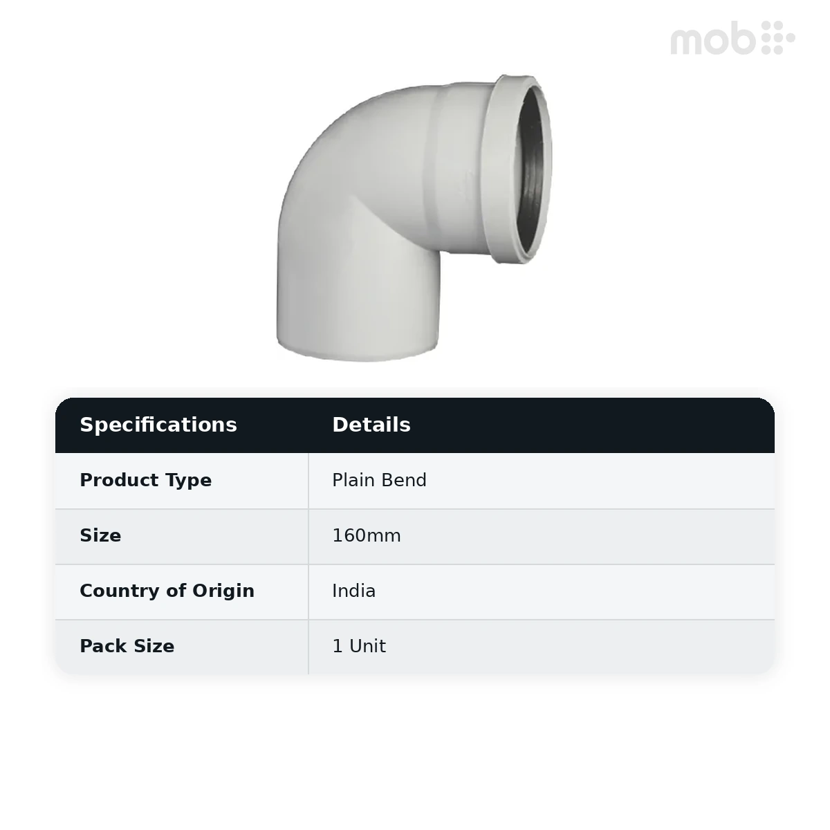 Supreme PVC S.W.R Plain Bend, 160mm, Ring Type