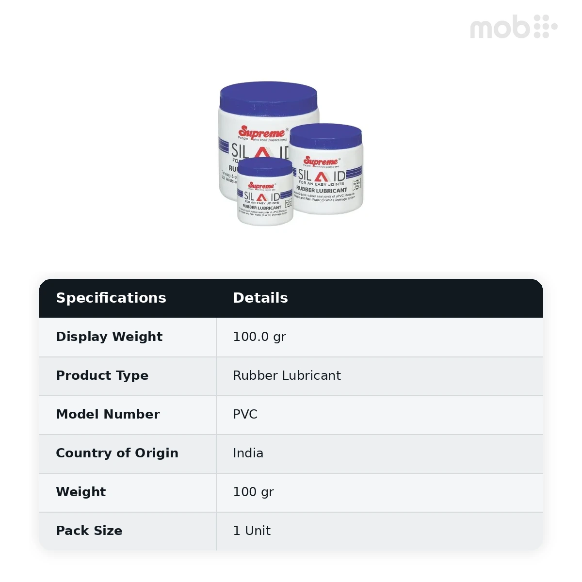 Supreme PVC S.W.R Rubber Lubricant, 100gm